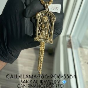 10K Gold Cuban Link with San Lazaro Pendant. May Finance For $70.